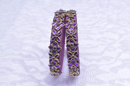 Made to Order - Silk Thread Kundan Bangles - Double Line